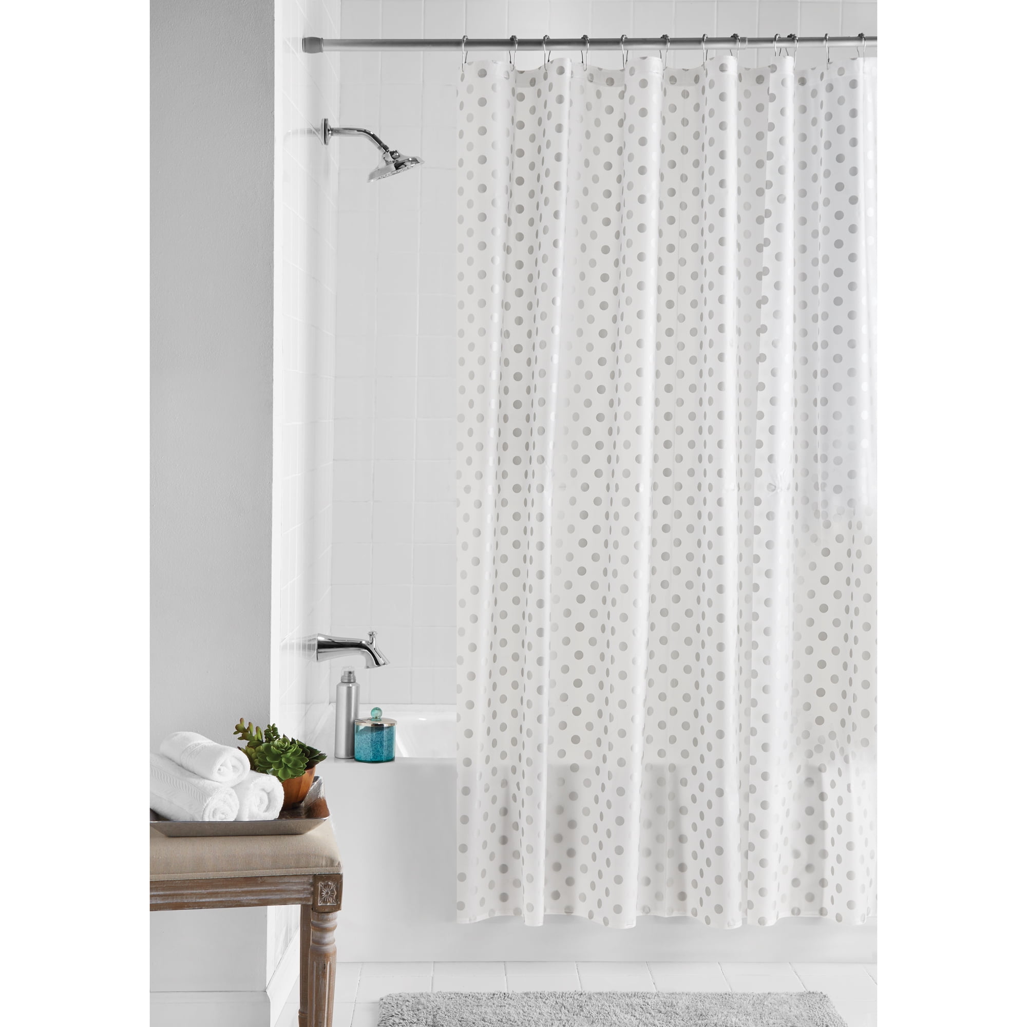 Mainstays Metallic Dots Peva Shower Curtain