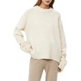 thumbnail image 2 of Women'S Sweater Crew Neck Long Sleeve Pullover Loose Fit Soft Knit Ribbed Hem Fall Winter Outfit Milky One size, 2 of 10