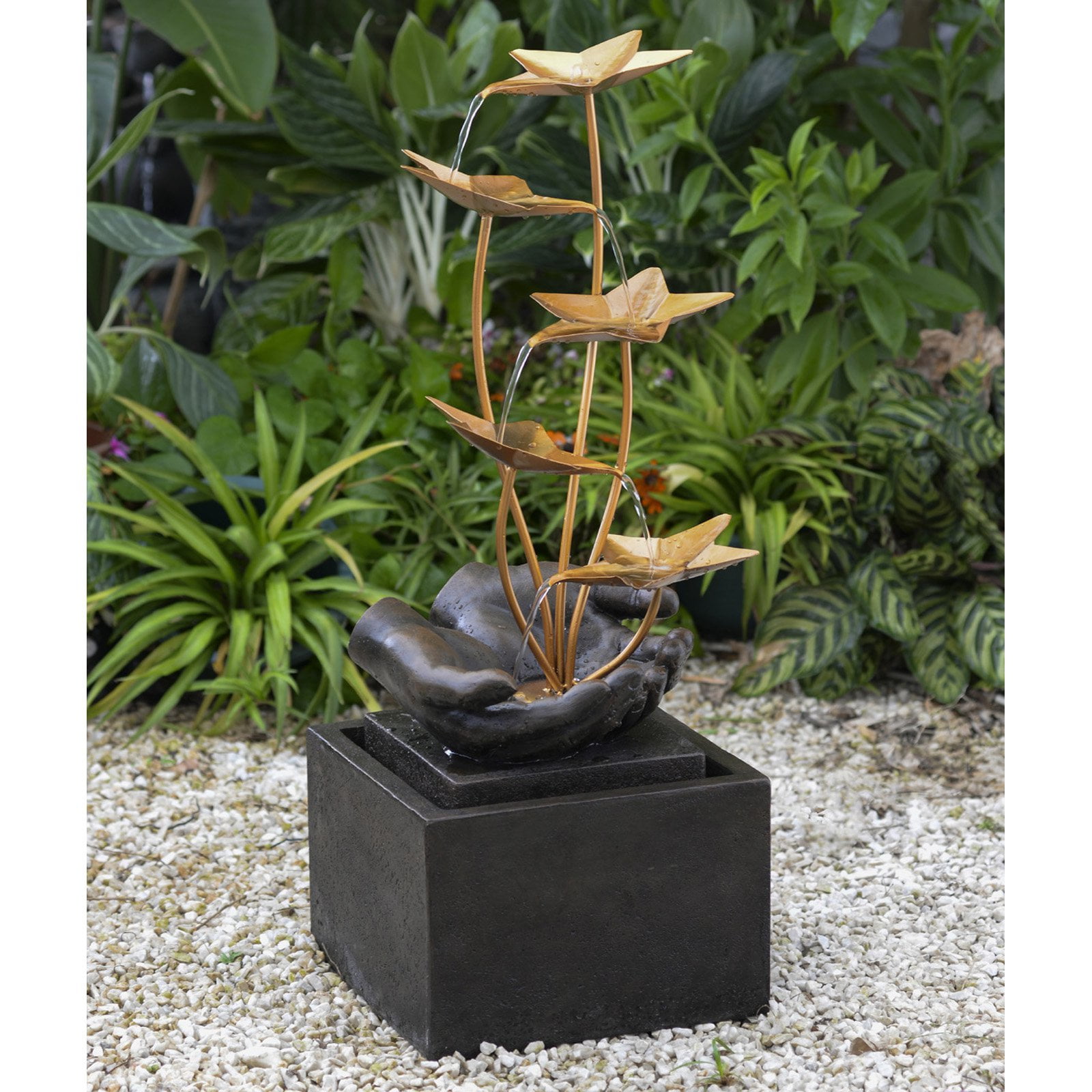 Jeco MultiTier Metal Flowers Indoor/Outdoor Fountain