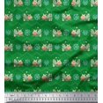 thumbnail image 1 of Soimoi Green polyester Crepe Fabric Snowman & Snowflake Christmas Print Sewing Fabric Yard 42 Inch Wide, 1 of 5
