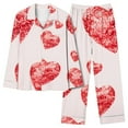 thumbnail image 1 of Puntoco Pijamas para mujer Conjunto de pijama de manga larga con cuello vuelto y pantalones largos estampados a la moda informal para mujer, 1 of 4
