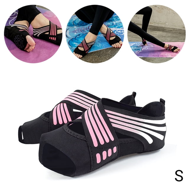 Calcetines de yoga para mujer, cinco dedos de los pies, zapatos de pilates, correas cruzadas para fitness, calcetines de yoga antideslizantes para interiores YUNYI BRAND Deportes