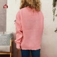 thumbnail image 4 of Women's Fashion Casual Loose Versatile Bear Decoration Handmade Drawstring Long Sleeve Round Neck Pullover Sweater for Fall Winter Gift Ideas,Pink,M, 4 of 4