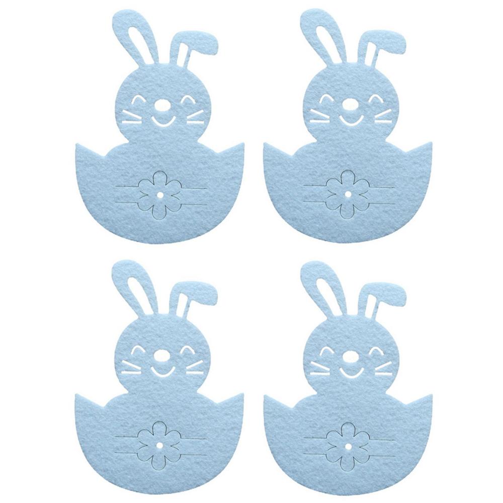 Tohuu Cutlery Holder Pouch 4pcs Easter Bunny Kitchen Utensil Holder Cutlery Bags Rabbit Flatware