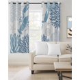 thumbnail image 2 of Navy Blue Coastal Blackout Curtains, Light Blocking Print Window Curtains, Summer Lobster Coral Nautical Thermal Insulated Window Drapes for Living Room Kitchen Cafe 2 Panels, 84"W x 63"L, 2 of 9