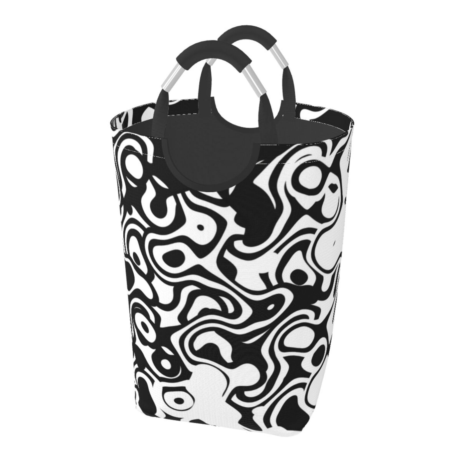 LNWH Laundry Hamper, Black White Geometric Foldable Laundry Basket With