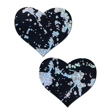 Pastease Splatter Holographic Heart Black/silver