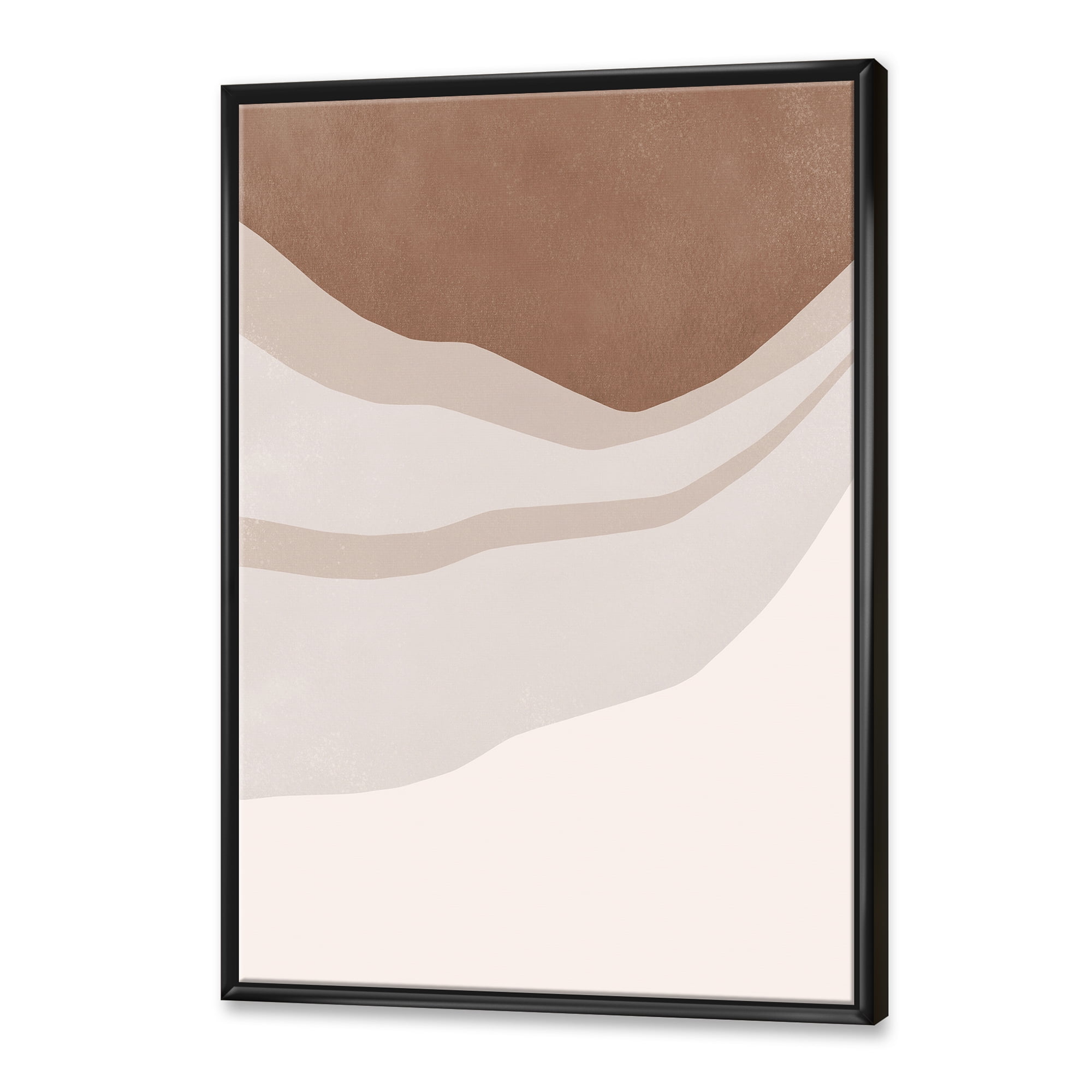 Designart 'Ivory and Terracotta Shapes with Scuff Effect' Modern Framed Canvas Wall Art Print