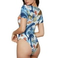thumbnail image 3 of Fotbe Women Short Sleeve Bodysuit Round Neck Marine Animals Bodysuit For Women Round Neck Scoop Neck Long Sleeve Stretch Tops Jumpsuit-Small, 3 of 9