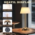 thumbnail image 3 of Coliware Portable Cordless Table Lamp, Small Gold Desk Lamp with Scalloped Shade, Rechargeable Battery Powered Lighting for Bedroom Living Room Bar, Modern Dimmable Night Light, 3 of 11