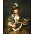 thumbnail image 2 of Jean Barbault 15x18 Black Ornate Wood Framed Double Matted Museum Art Print Titled - A Lady Playing a Mandolin, 2 of 5