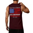 thumbnail image 3 of Men's 250th Anniversary Patriotic Tank Tops 1776-2026 USA Flag Sleeveless Crewneck Shirts Independence Day Casual Vintage Printed Tops Wine XL, 3 of 4