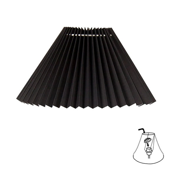 FSLiving Black Pleated Mushroom Designed Fabric Lamp Shade Replacement, Slip UNO Fitter Art Cover, DIY Torchiere Shade Decorative for Ceiling Pendant Light Table Lamp Swag Lamp Wall Sconce