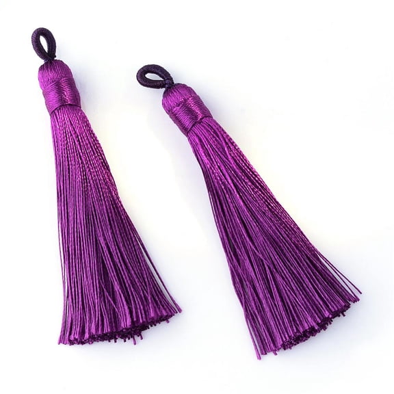 20 pc Polyester Tassel Big Pendants Decoration Purple 80~90x8.5~9mm Hole: 4x6mm