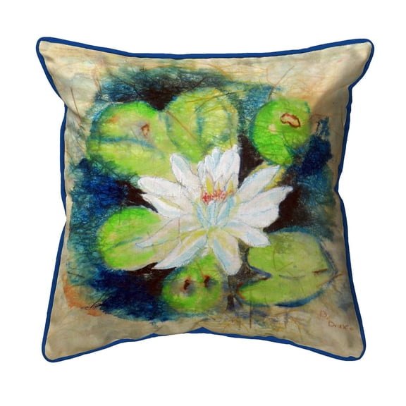 Betsy Drake Water Lily on Rice Zippered Throw Pillow