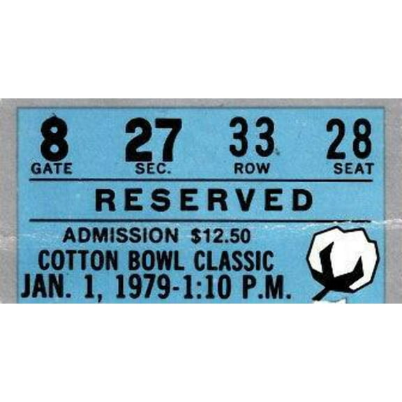 1979 Cotton Bowl College Football Ticket Stub Joe Montana Notre Dame Chicken Soup Game