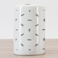 thumbnail image 3 of Bass Ceramic Toothbrush Holder, Simplistic Minimal Pattern with Continuous European Perch Illustration, Decorative Versatile Countertop for Bathroom, 4.5" X 2.7", Charcoal Grey and White, 3 of 4