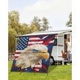 thumbnail image 4 of 4th of July RV Awning Sun Shade Screen 9'X7' Bald Eagle Mesh Sunscreen Patriotic American Flag Awning Shade Screen with Zipper UV Blocker Completed Kits Outdoor Canopy for RV Motorhome Camper Travel, 4 of 7