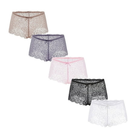 

qipaqil Lace Soft Bikini Ladies Underwear Panties Boxer 5PCs Seamless Assorted Ultra Brief Sexy Women Women s Panties