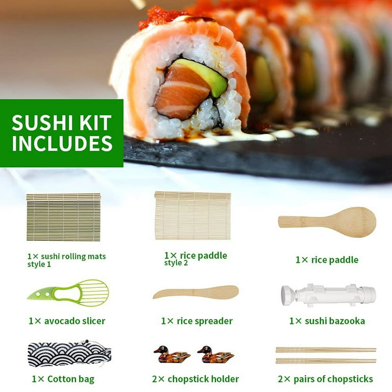 Sushi Making Kit, 22 in 1 Sushi Roller Maker Bazooker Kit with Bamboo Mats,  Chef's Knife, Chopsticks, Sauce Dishes, Rice Spreader, Avocado Slicer for  Beginners, Family, Friends, Home - Yahoo Shopping