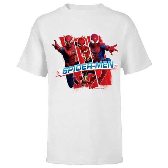 Marvel Spider-Man: No Way Home Spider-Men Trio - Short Sleeve T-Shirt for Kids – Customized-White