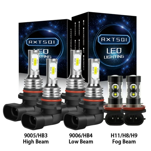 RXTSQI for Dodge Avenger 2013 2014 White LED Headlight Bulb Kit Fog Light 9005 9006 H11,3570