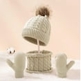 haxmnou winter kids hat scarf glove set knit lined neck warmer mittens