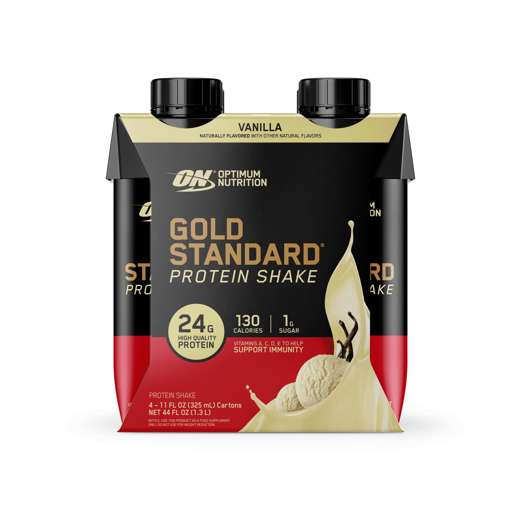 Optimum Nutrition, Gold Standard Protein, Ready to Drink Shake, Vanilla, 4 Pack