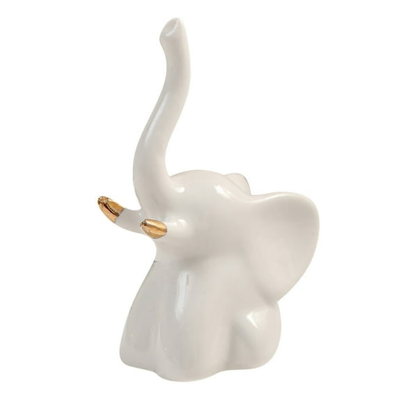 Modern Ceramic Elephant Figurine Elegant Home Ring Holder for Living Room Bookshelf and Desk Display