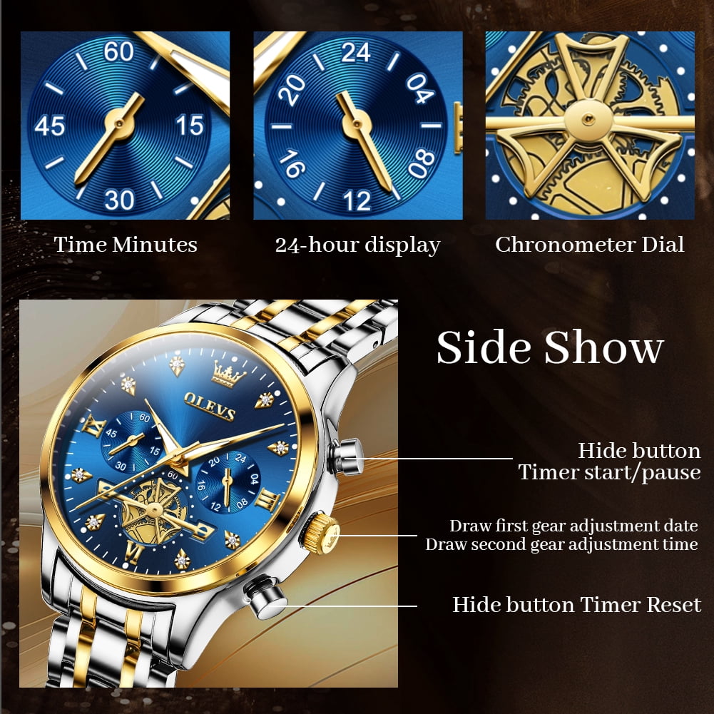 OLEVS Watches for Womens Business Luxury Casual Analog Quartz Diamond Stainless Steel Chronograph Waterproof Luminous ladies Watches Reloj Para Mujer Gold/White/Black/Blue