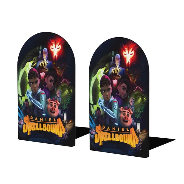 Daniel Spellbound Sujetalibros decorativos temáticos, tope para estantería con base antideslizante, uso dual para hogar y oficina - 2 piezas