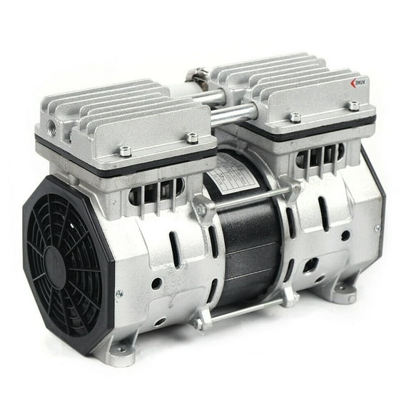 High Flow Vacuum Air Pump Double-Cylinder Oil Free Oilless Piston Compressor Oilless Vacuum Pump | Industrial Oil-Free Piston Vacuum Pump 100L/min W/Filter Low Noise 110V Oilless Vacuum Pump