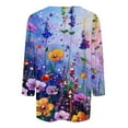 thumbnail image 4 of CYMMPU Women's Crewneck Floral Printed 3/4 Length Sleeve Swing Shirts Tunic Tops Summer Fall Vintage Business Work Blouses Basic Tees 2025 Clothes Multicolor S, 4 of 5
