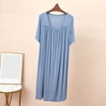 thumbnail image 6 of Bovxnpu Nightgowns for Women Short Sleeve Sleepshirt Loungewear Cotton Soft Pleated Long Nightgown Sleepwear, 6 of 8