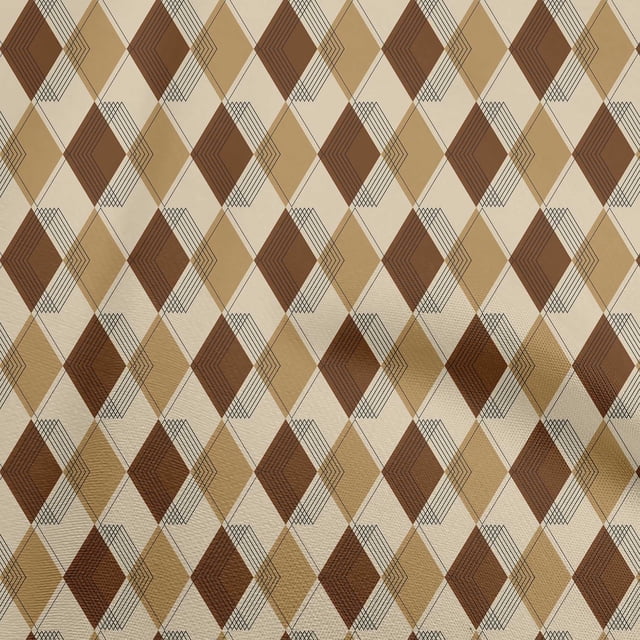 oneOone Rayon Light Brown Fabric Check Argyle Craft Projects Decor Fabric Printed By The Yard 56 Inch Wide