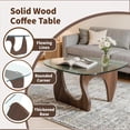 thumbnail image 4 of 31.5 Inch Coffee Table for Living Room, Mid Century Modern Center Table with Clear Glass Top and Walnut Wood Base, Transparent/Walnut, 4 of 6