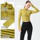 thumbnail image 3 of Traje de yoga cómodo para mujer, con cremallera, manga larga, top adelgazante, para correr y fitness (amarillo), 3 of 5