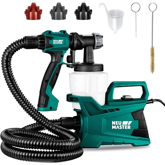 NEU MASTER 600W HVLP Electric Paint Sprayer, 3 Spray Patterns, Adjustable Flow Control & 6FT Hose, Lightweight Spray Gun for Walls, Furniture, Ceiling, Interior/Exterior Projects