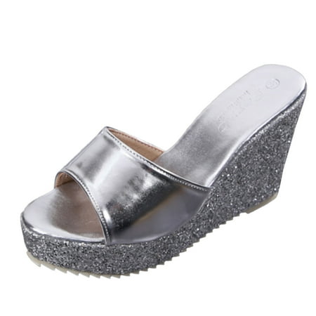 

PMUYBHF Womens Sandals Brown Size 9 Casual Summer Flat Sole Kid Espadrilles Platform Toe Wedge Sandal