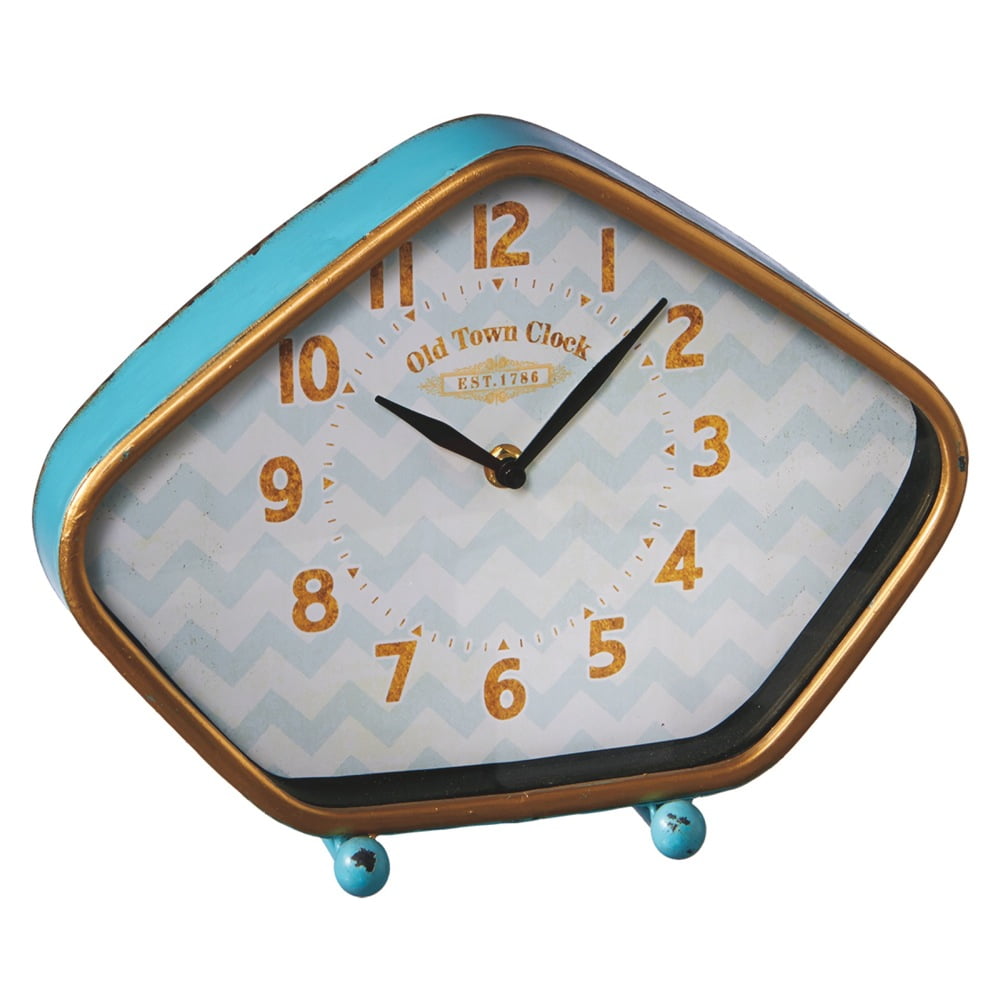 11.5" Blue and Golden Colored Small Retro Desk Analog Clock Walmart