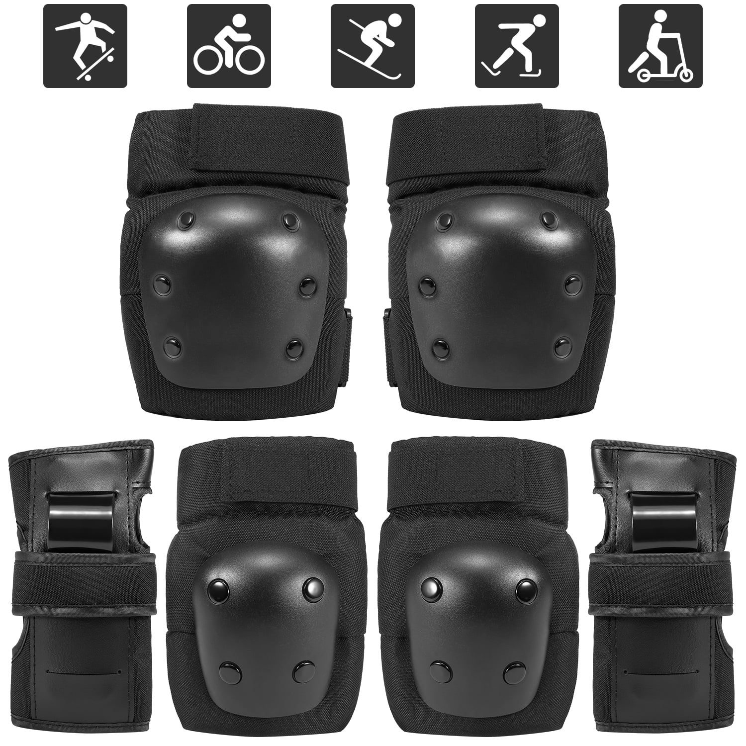 BESPORTBLE 6Pcs Adults Knee Pads Elbow Pads Wrist Guards Protective Gear Set for Rollerblading Skateboard Cycling Skating Bike Scooter Riding Sports Size M BESPORTBLE 6Pcs Adults Knee Pads Elbow Pads Wrist Guards Protective Gear Set for Rollerblading Skateboard Cycling Skating Bike Scooter Riding Sports Size M