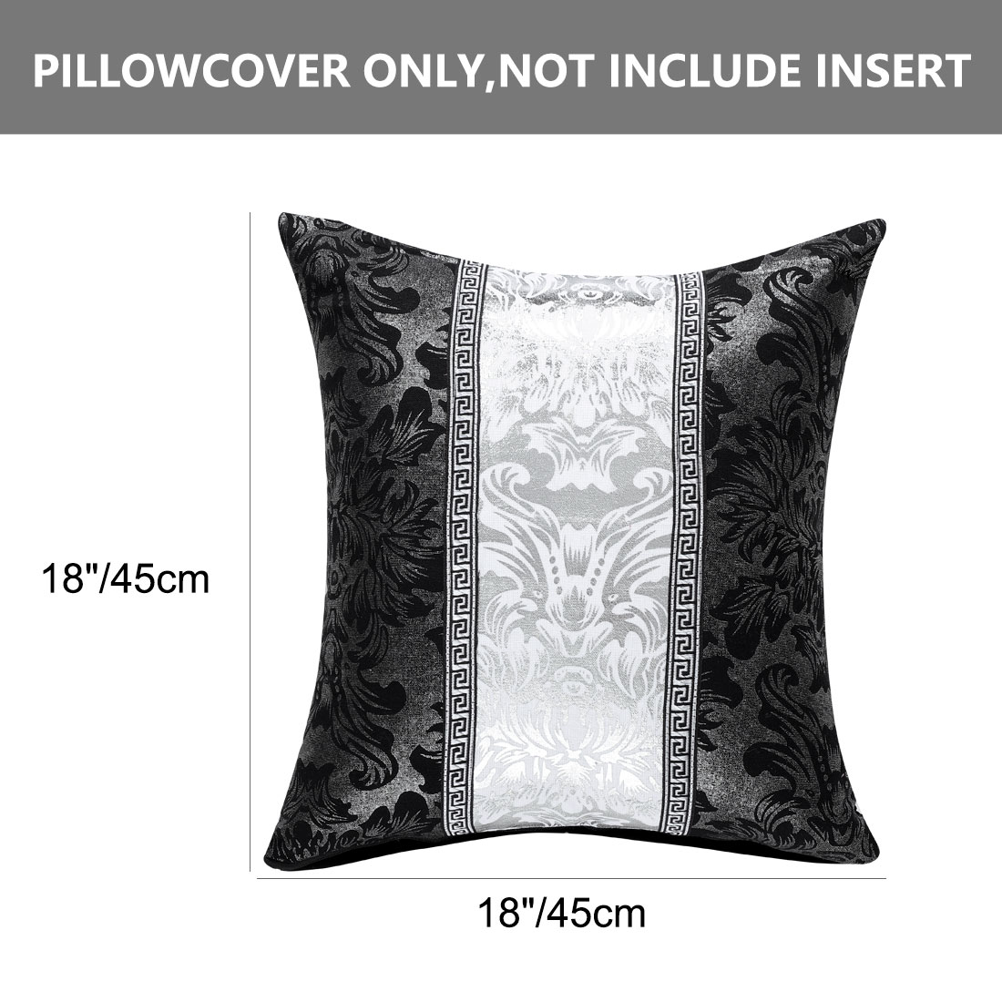 Unique Bargains 2 Pack Striped Decorative Throw Pillow Covers 18" x18" Black & Silver
