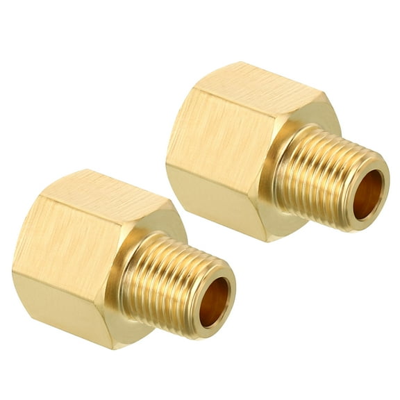 1/8 NPT NPT Male x 1/4 NPT NPT Female Brass Pipe Fitting Hex Reducer Adaptor, 2 Pack
