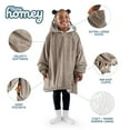 thumbnail image 4 of Bare Homey Plush Sherpa Wearable Blanket - Fluffy & Soft - Lightweight - Kids, Taupe, 4 of 9