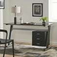 thumbnail image 2 of Noble House Xhaiden Tempered Glass Computer Desk, Black, Silver Legs, 2 of 9