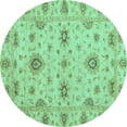 thumbnail image 1 of Ahgly Company Machine Washable Indoor Round Oriental Turquoise Blue Traditional Area Rugs, 4' Round, 1 of 4