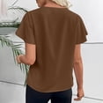 thumbnail image 5 of ClodeEU Womens Summer V-Neck Ruffle Short Sleeve Shirt，Loose Fit Casual Blouse Light Blue,Womens Plus L, 5 of 7
