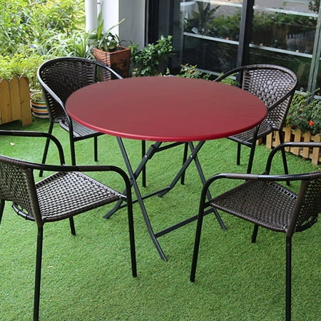 

Colcolo Round Tablecloth Elastic Stretch Tablecloth Polyester for Picnic Camping Dining Indoor and Outdoor Fits Round Tables up to 27 - 33 Diameter Red