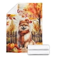 thumbnail image 2 of Happy Thanksgiving Pomeranian Give Thanks Fall Beanie Scarf Welcome Cozy Fleece Blanket Pom Dog Lover Gifts Warm Soft Throw Blanket - 00020, 2 of 5