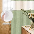 thumbnail image 3 of No Hook Shower Curtain, Vintage Sage Green Shower Curtains for Bathroom with See Through Top Window, Farmhouse Retro Beige Solid Color Waterproof & Washable Bath Curtain 66"x72", 3 of 9